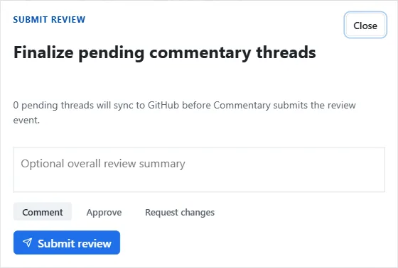 Review submission dialog